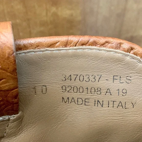 FRYE RARE Tooled Leather Ankle Bootie Boots Made in Italy Brown Women’s Size 10 - Picture 8 of 11